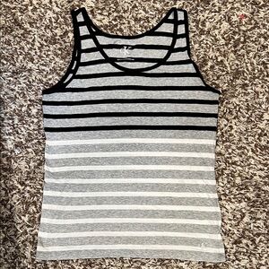 Calvin Klein Women's Black‎ and White Striped Tank Top